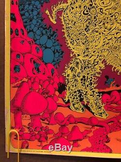 Original Vintage Black Light Poster Psychedelic Pig Mushroom Head Shop Pin Up