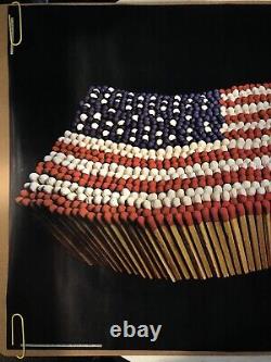 Original Vintage Black Light Poster Stars And Stripes Forever American Flag