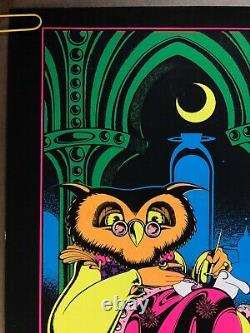 Original Vintage Black Light Poster Wise Owl Psychedelic Pin Up Trippy Hippy 70s