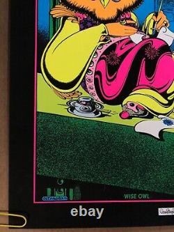 Original Vintage Black Light Poster Wise Owl Psychedelic Pin Up Trippy Hippy 70s