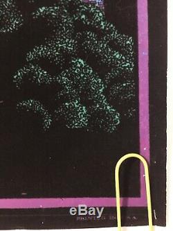 Original Vintage Blacklight Poster 1970s Moon Castle Flocked Velvet Retro Pin-up