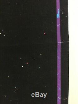 Original Vintage Blacklight Poster 1970s Moon Castle Flocked Velvet Retro Pin-up