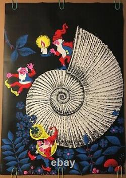 Original Vintage Blacklight Poster 1970s Shohar Israel Dwarf Nautilus Pin-up