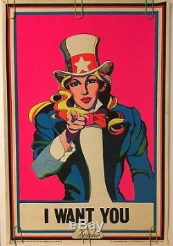 Original Vintage Blacklight Poster 1972 Chereskin I Want You 70s Womens Lib