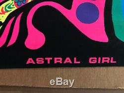 Original Vintage Blacklight Poster Astral Girl Psychedelic Woman Pin Up Headshop