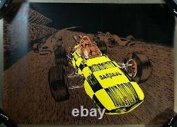 Original Vintage Blacklight Poster Bardhal Formula 1 Race Car Psychedelic 1960s