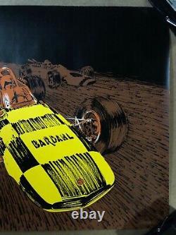 Original Vintage Blacklight Poster Bardhal Formula 1 Race Car Psychedelic 1960s