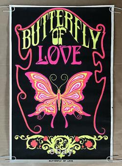 Original Vintage Blacklight Poster Butterfly Of Love Pin-up Retro 1970s