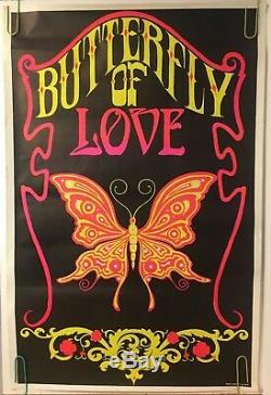 Original Vintage Blacklight Poster Butterfly Of Love Pin-up Retro 1970s