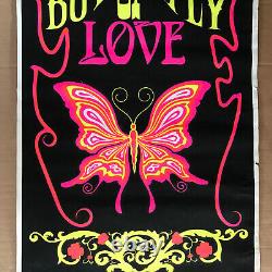 Original Vintage Blacklight Poster Butterfly Of Love Pin-up Retro 1970s