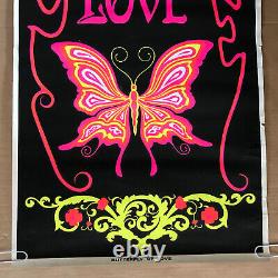 Original Vintage Blacklight Poster Butterfly Of Love Pin-up Retro 1970s