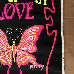 Original Vintage Blacklight Poster Butterfly Of Love Pin-up Retro 1970s