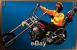 Original Vintage Blacklight Poster Easy Rider Peter Fonda 1970 Psychedelic Movie