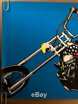 Original Vintage Blacklight Poster Easy Rider Peter Fonda 1970 Psychedelic Movie