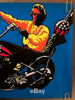 Original Vintage Blacklight Poster Easy Rider Peter Fonda 1970 Psychedelic Movie