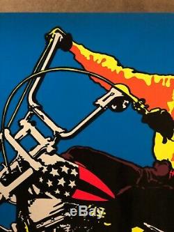 Original Vintage Blacklight Poster Easy Rider Peter Fonda 1970 Psychedelic Movie