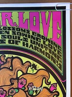 Original Vintage Blacklight Poster Flower Love 1967 C. Keelan 70s Headshop Pinup