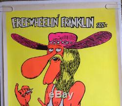 Original Vintage Blacklight Poster Freewheelin Franklin 1970s Pin-up Shelton