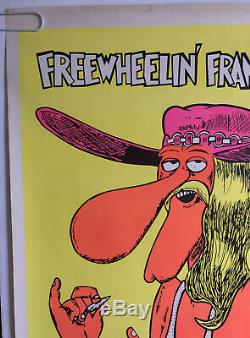 Original Vintage Blacklight Poster Freewheelin Franklin 1970s Pin-up Shelton