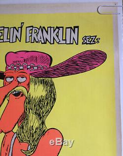 Original Vintage Blacklight Poster Freewheelin Franklin 1970s Pin-up Shelton