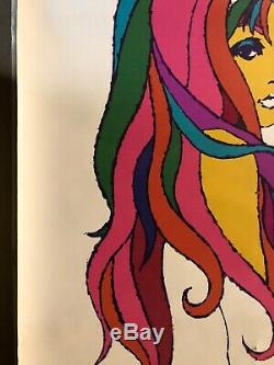 Original Vintage Blacklight Poster Hippie Girl Neumann Psychedelic Head Shop 60s