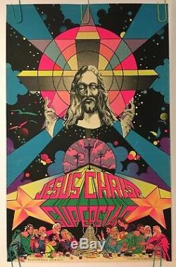 Original Vintage Blacklight Poster Jesus Christ Superstar 1971 Musical Promo 70s
