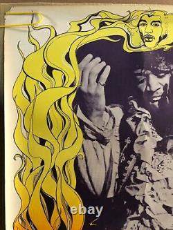 Original Vintage Blacklight Poster Jimi Hendrix Gary Patterson Psychedelic Flame