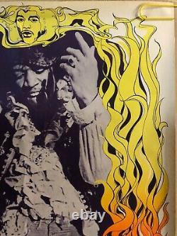 Original Vintage Blacklight Poster Jimi Hendrix Gary Patterson Psychedelic Flame