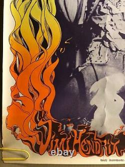 Original Vintage Blacklight Poster Jimi Hendrix Gary Patterson Psychedelic Flame