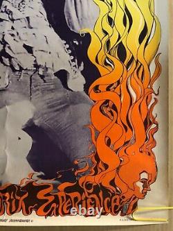 Original Vintage Blacklight Poster Jimi Hendrix Gary Patterson Psychedelic Flame