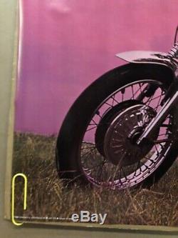 Original Vintage Blacklight Poster Last Trip Motorcycle Woman Skeleton 1973