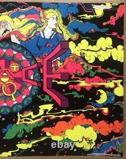 Original Vintage Blacklight Poster Man Woman Peace Psychedelic Adam and Eve 1970