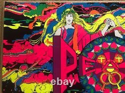 Original Vintage Blacklight Poster Man Woman Peace Psychedelic Adam and Eve 1970