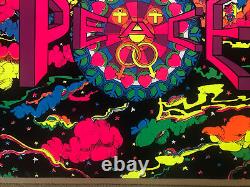 Original Vintage Blacklight Poster Man Woman Peace Psychedelic Adam and Eve 1970