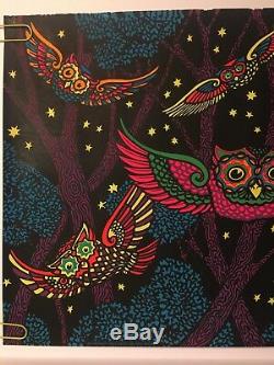 Original Vintage Blacklight Poster Midnight Owls 1969 Pin-up Third Eye Inc 60's