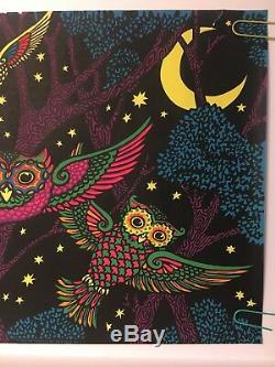 Original Vintage Blacklight Poster Midnight Owls 1969 Pin-up Third Eye Inc 60's