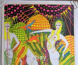 Original Vintage Blacklight Poster Moon Girls Ardería Orbit 1969 Celestial Arts