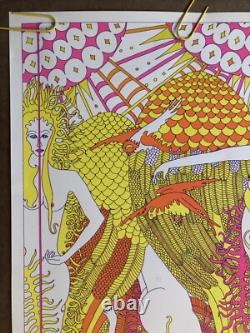 Original Vintage Blacklight Poster Moon Girls Ardería Orbit 1969 Celestial Arts
