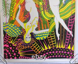Original Vintage Blacklight Poster Moon Girls Ardería Orbit 1969 Celestial Arts