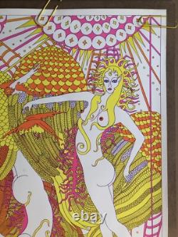 Original Vintage Blacklight Poster Moon Girls Ardería Orbit 1969 Celestial Arts