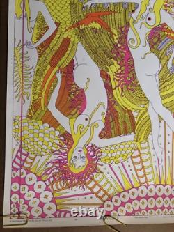 Original Vintage Blacklight Poster Moon Girls Ardería Orbit 1969 Celestial Arts