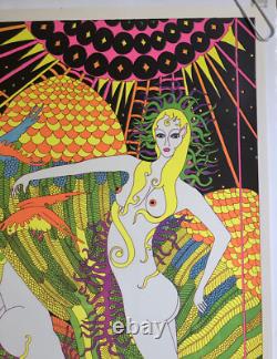 Original Vintage Blacklight Poster Moon Girls Ardería Orbit 1969 Celestial Arts