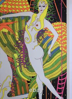 Original Vintage Blacklight Poster Moon Girls Ardería Orbit 1969 Celestial Arts