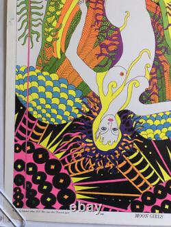 Original Vintage Blacklight Poster Moon Girls Ardería Orbit 1969 Celestial Arts