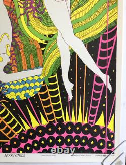 Original Vintage Blacklight Poster Moon Girls Ardería Orbit 1969 Celestial Arts