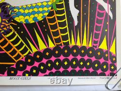 Original Vintage Blacklight Poster Moon Girls Ardería Orbit 1969 Celestial Arts