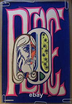 Original Vintage Blacklight Poster Peace Hippy 1969 Hippie Psychedelic 1960s