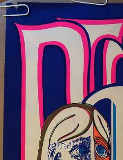 Original Vintage Blacklight Poster Peace Hippy 1969 Hippie Psychedelic 1960s