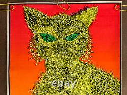 Original Vintage Blacklight Poster Psychedelic Cat Joe Roberts Jr. 1960s Pinup
