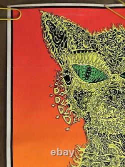 Original Vintage Blacklight Poster Psychedelic Cat Joe Roberts Jr. 1960s Pinup